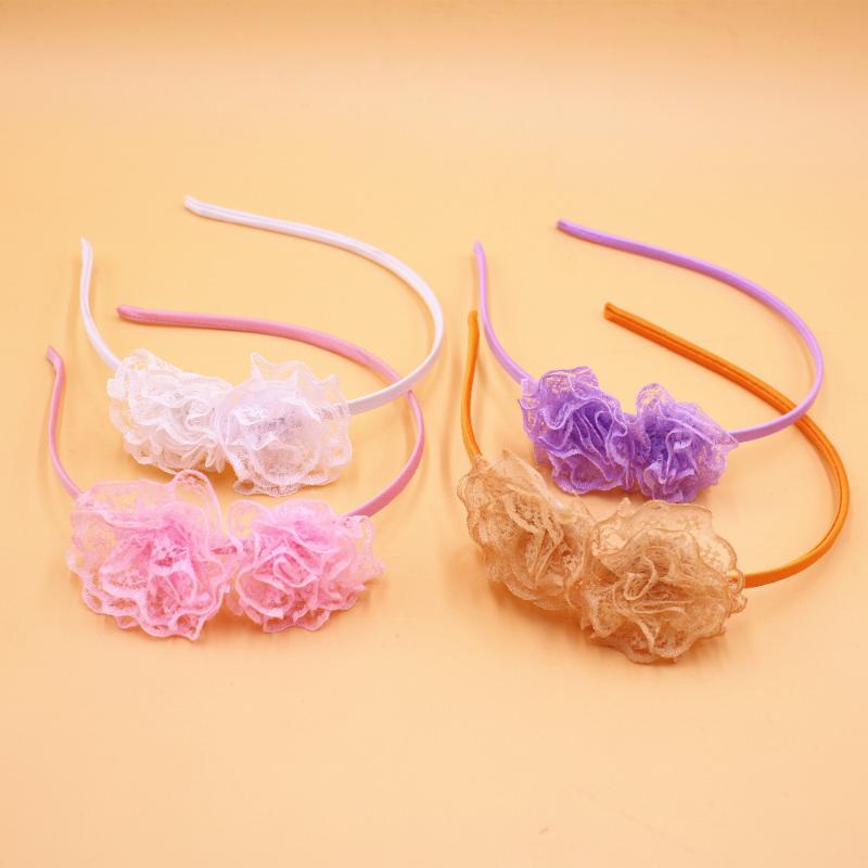 

High Quality Headbands Lace Chiffon Flowers Head Hoop For Children Silk Flower Baby Girl Head Band Hair Accessories, Purple