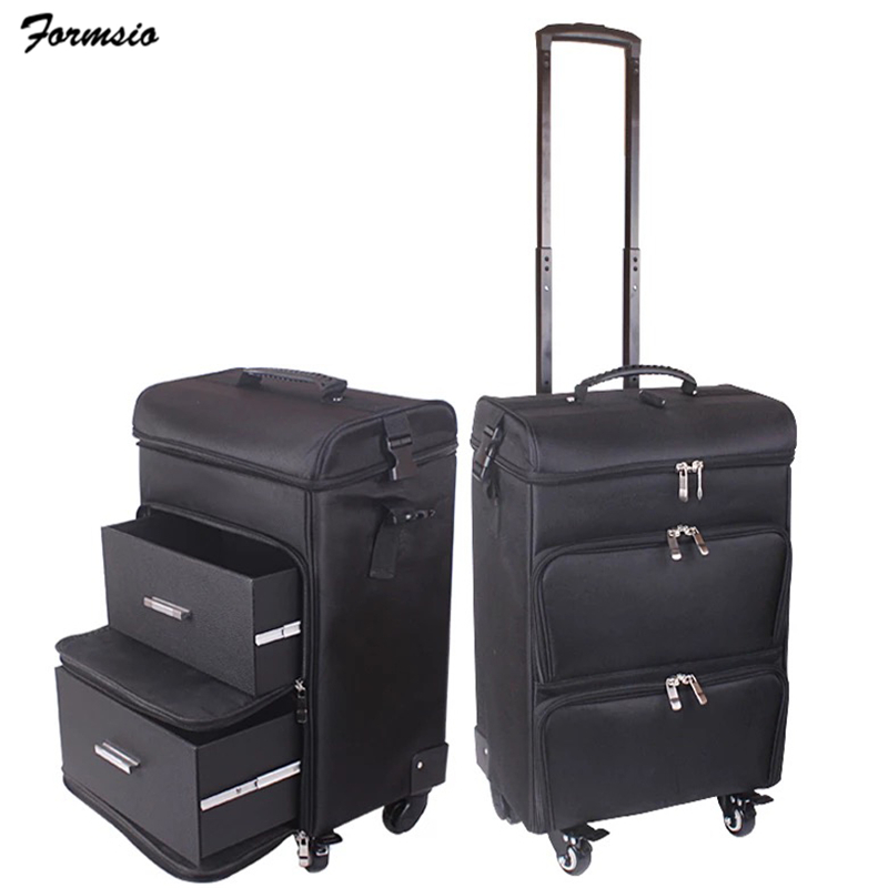 

women nail Cosmetic bag beauty suitcase trolley large Cosmetic makeup box professional CX200624