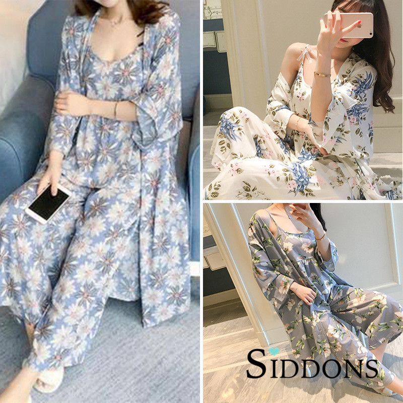 

Siddons Women's 3PCS pajamas sets 2020 spring and summer Furnishing wear Sexy Women Pajama Sets Female Pajamas, Beige