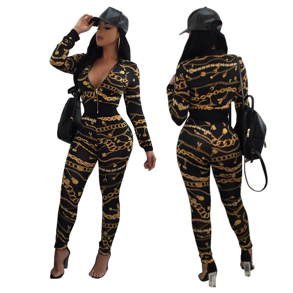 Designer Vêtements femmes Vêtements de sport Stand 2 Collier Survêtements Pièces chaîne Imprimé femmes sexy costume décontracté avec l'ensemble P