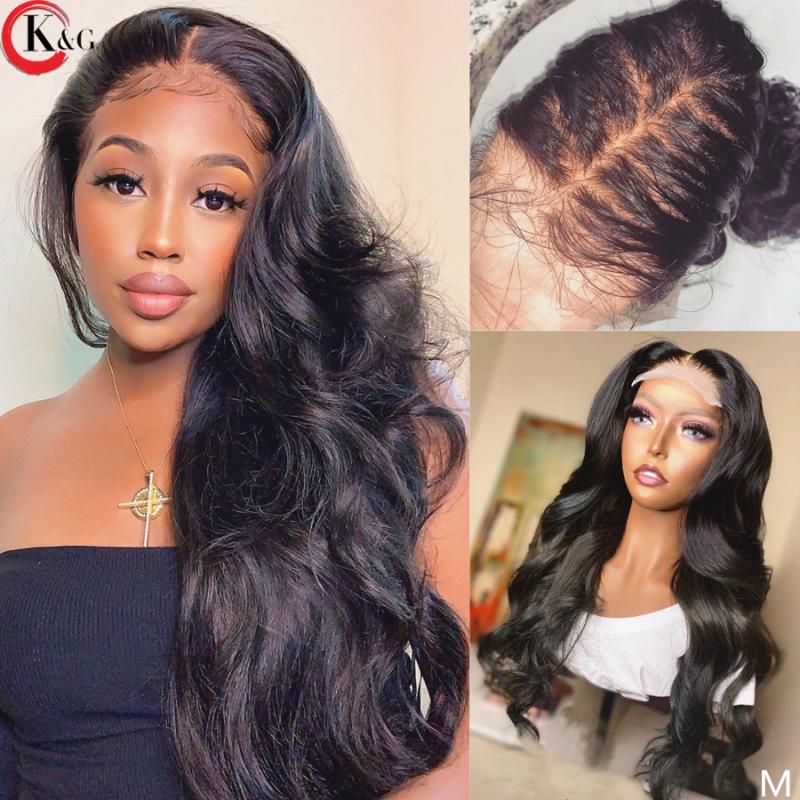 

KUNGANG Transparent 13*6 Lace Front Human Hair Wigs Wave Brazilian Remy Human Hair Wig 250 density Pre Plucked, 13x4 lace front wigs