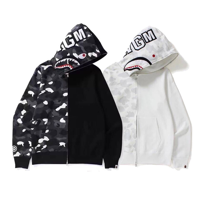 Bape A Bathing Ape Shark Head Camouflage Men/'s Full Zip Hooded Jacket Camo Coat