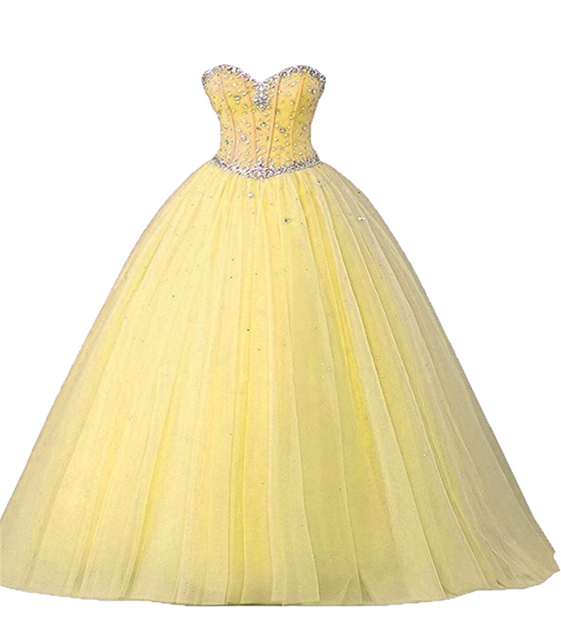 

2019 Fashion Crystal Beading Ball Gown Quinceanera Dresses Lace Up Plus Size Sweet 16 Dresses Debutante 15 Year Formal Party Dress BQ187, Ivory