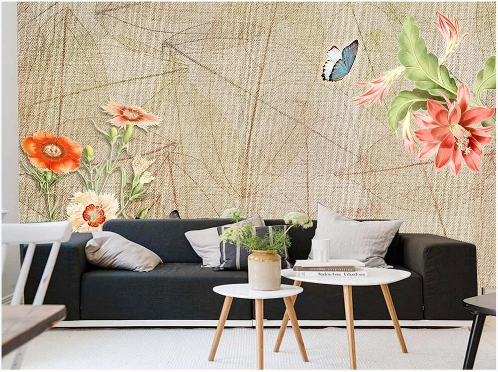 

WDBH 3d wallpaper custom photo Butterfly Love Flower European Pastoral Background Wall Wall covering home decor wall art 3d stickers, Non-woven