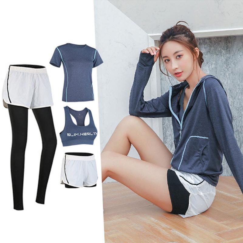 

4PCS Women' Fitness Wear Sportswear Set Yoga Wear Women' Bra Tops Yoga Training Sportswear Running Set, Orange 2pcs