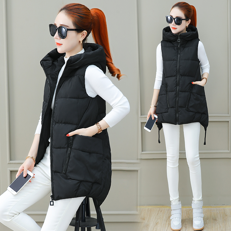 

Wholesale autumn and winter new women's long section slim down cotton vest jacket size S-XL, Color