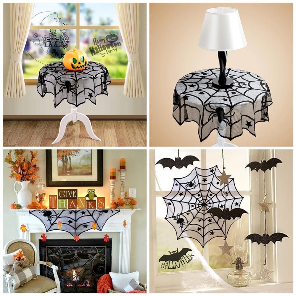 

Halloween Party Black Lace Spider Web Table Cloth 100cm Table Covers Window Hanging Horror Halloween Party Decoration