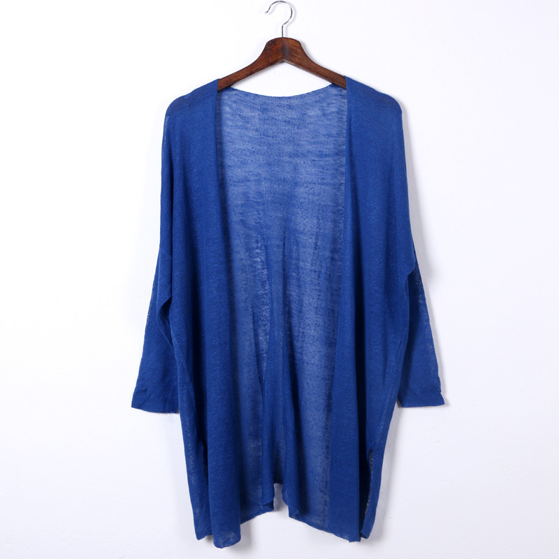 

Summer Thin Loose Shirts Women Linen Solid Color Open Stitch Sun-Proof Clothing Wild Female, Beige