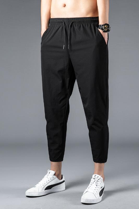 

2020 Summer Men Pants Ice Cool Casual Breathable Lightweight Quick Dry Trousers Men's Long Pants Male Black Pencil, K308-black