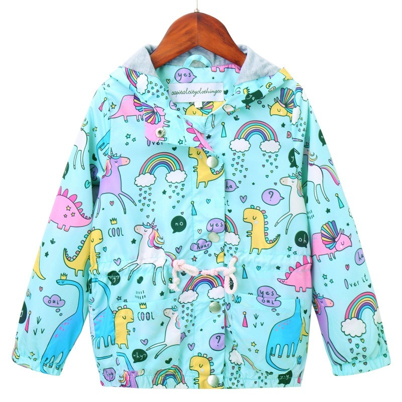 

Girls Andes Jacket Rainbow Striped Hood Outdoor Play Windbreaker Jacket Zipper Shirt Girls Coat, As diagram