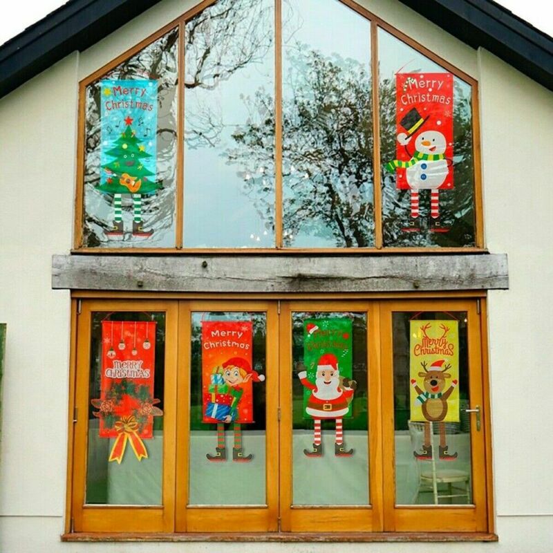 

Christmas Ornaments Santa Snowman Banner Flag Door Window Hanging Party Decor Santa Claus Banner Flag Window Hanging Xmas Decor