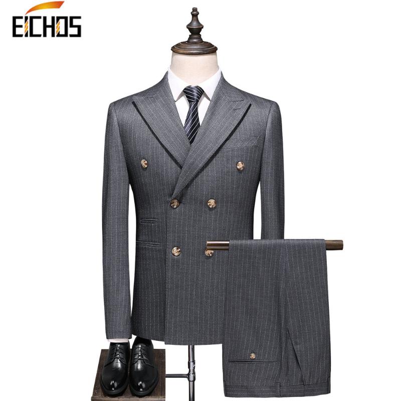 

2020 Gentleman Suits Men Italian Double Breasted Gray Suits Mens Wedding Suit For Groom Terno Hombre 3 Pieces Tuxedo Vest Pants, 6035