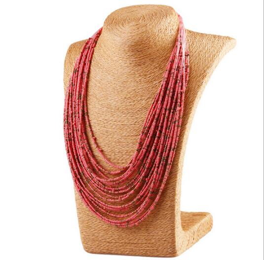 

blingbling Retro measle exaggerated personality necklace Bohemia droplets new multi-layer m batch of pearl necklace Mixed color optional