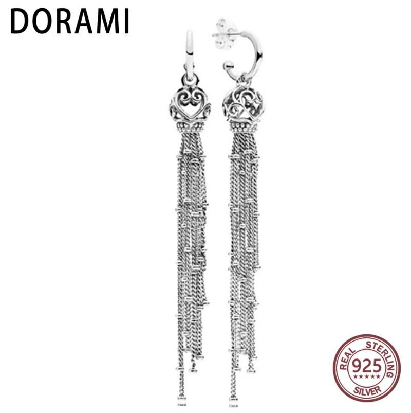 

DORAMI 2018 Latest Enchanted Tassels Hanging Earring Studs Fit PANDOR Party GIFT Wholesale Factory price Classic Jewelry, Golden;silver