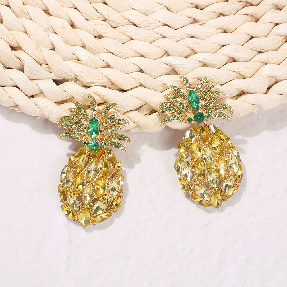 

Wholesale-diamonds dangle earrings for women luxury crystal colorful charm chandelier earring alloy rhinestone fruit jewelry free shipping