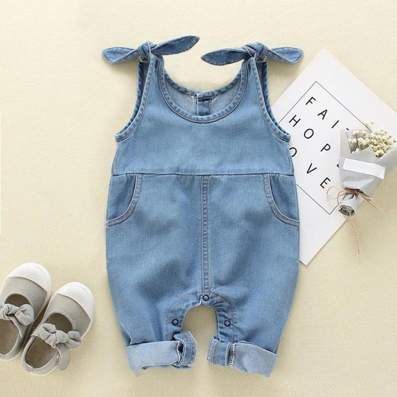 

Cute Summer Sleeveless Kids Baby boy Girls Romper Denim Jumpsuit Jeans Backless Outfits Clothes Hot Sale, Blue