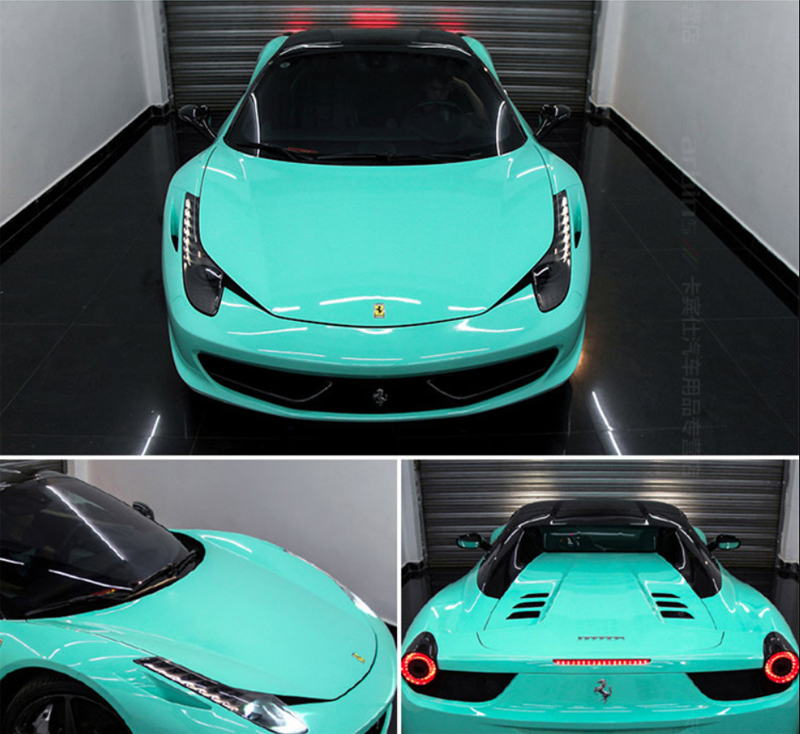 

3 Layers Gloss Tiffany Blue Vinyl Film Glossy Car Wrap Foil With Air Release DIY Car Sticker Wrapping Size 1.52x20 meters/Roll