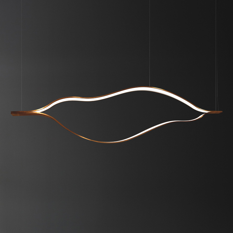 

Modern Wave Gold LED Pendant Lamp Hotel Restaurant Home Living Room Chandelier Ceiling Light Fixture PA0689