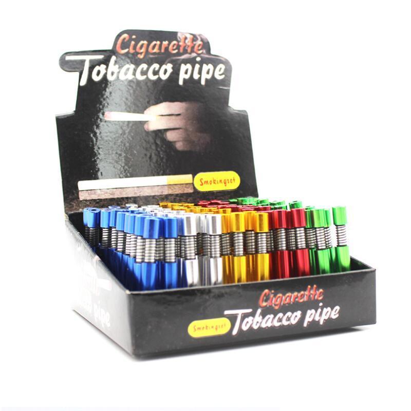 

Multi Colors Spring Metal Pipe 55mm 82mm aluminium one hitter tobacco pipe with spring bats can clean itself Colors Spring Metal Pipe