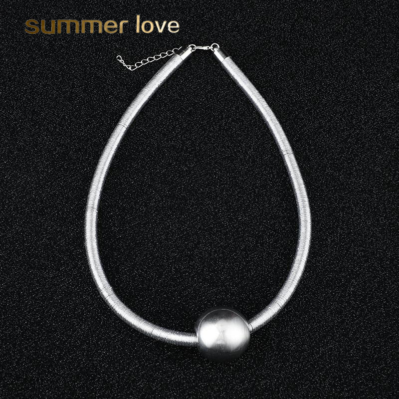 

Classic Thick Cool Gold Silver Beads Pendant Choker Necklace for Women CCB Material Hypoallergenic Chian Necklace Fashion Jewelry