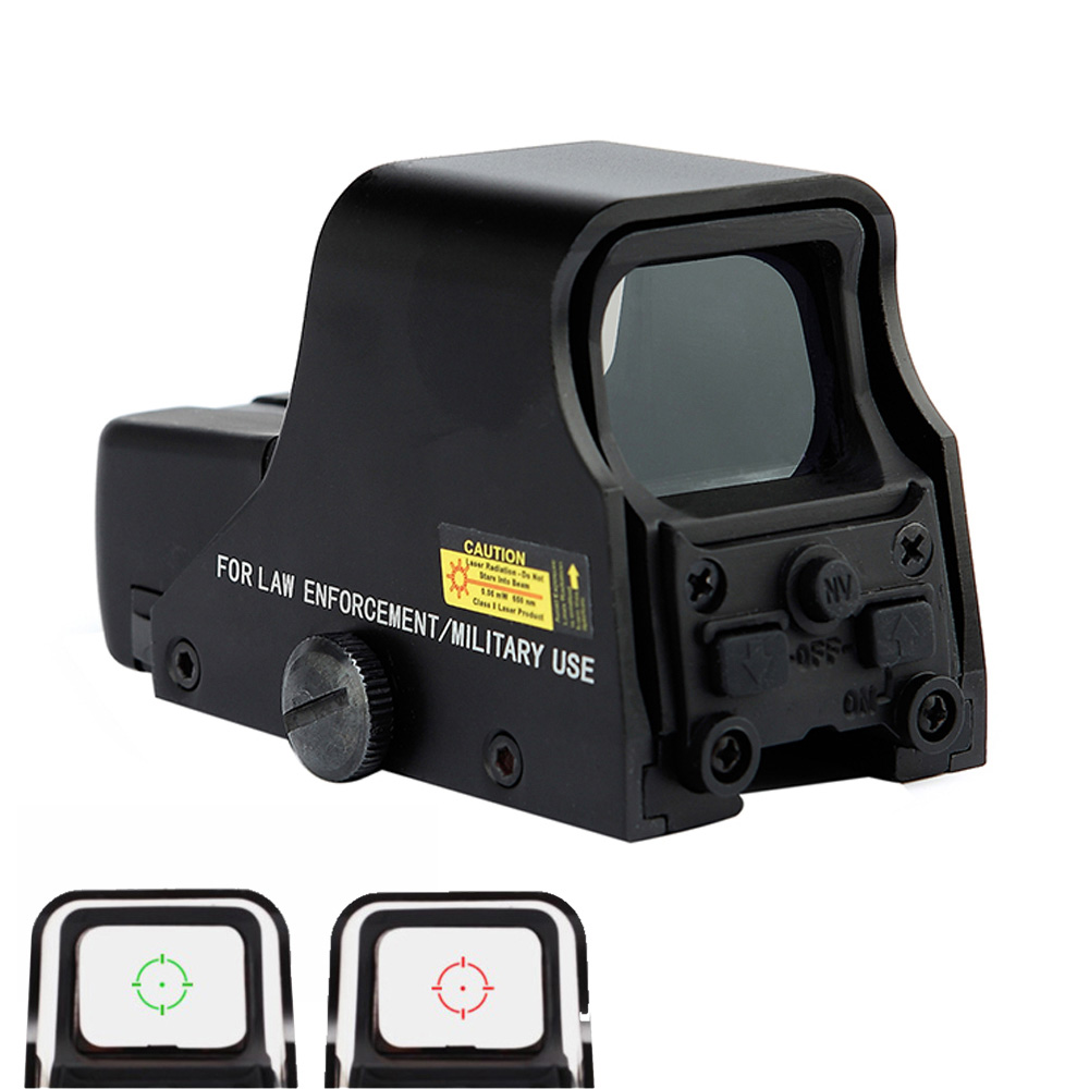 

Tactical 1X22mm Holographic Reflex Red Dot Sight Scope Outdoor Hunting Riflescope Brightness Adjustable 551 552 553 Black.