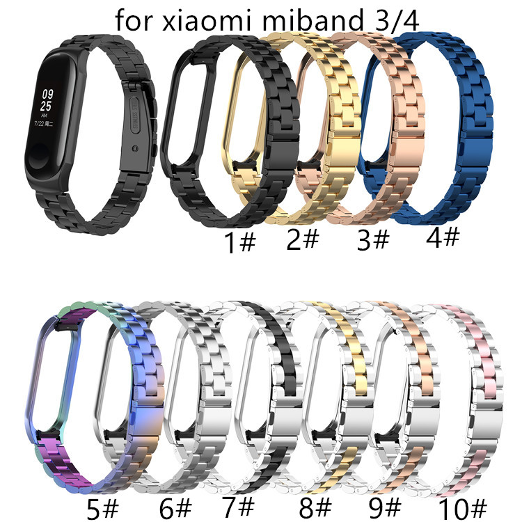 

Stainless steel wrist strap for xiaomi mi band 3 4 general metal watch band smart bracelet miband 3 belt replaceable watch straps mi 3/4