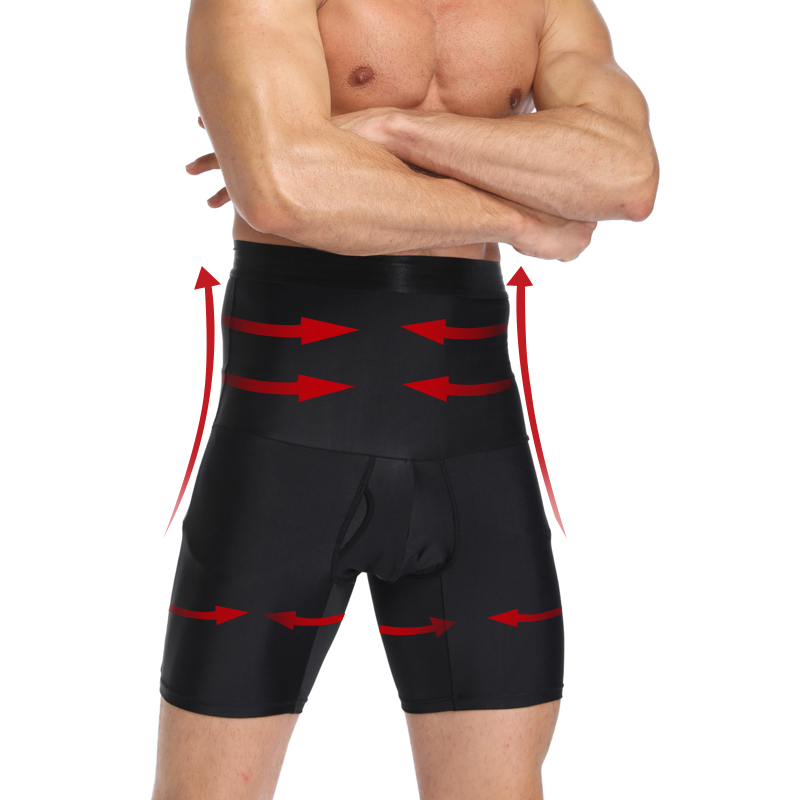 Januarysnow Mens Body Shaper Compression Shorts Waist Trainer Tummy Control Slimming Shapewear Modeling Girdle Anti Chafing Boxer Underwear-image-544797776