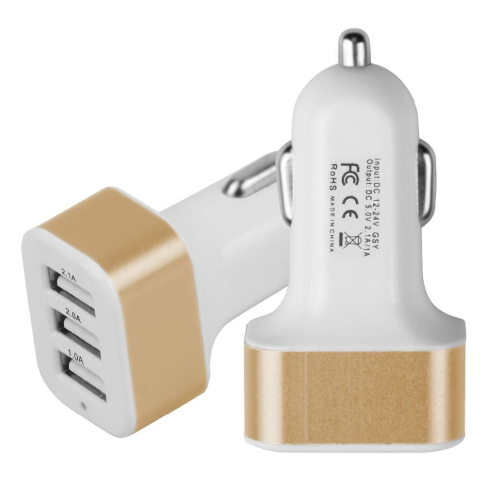 

usb Car Charger Adapter Car Plug Triple 3 USB Port Car Charger For iPh samsung smartphones