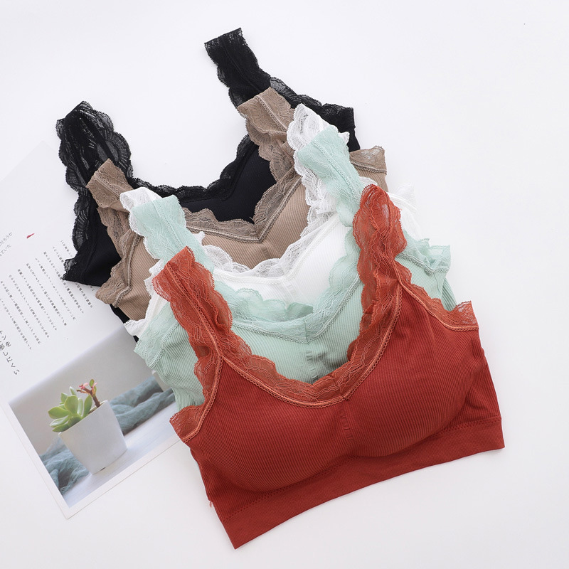 

Lace Bra Sexy Top For Women Non-adjusted Straps Female Lingerie Breathable Soft Comfortable Bralette Seamless Padded Underwear, Black