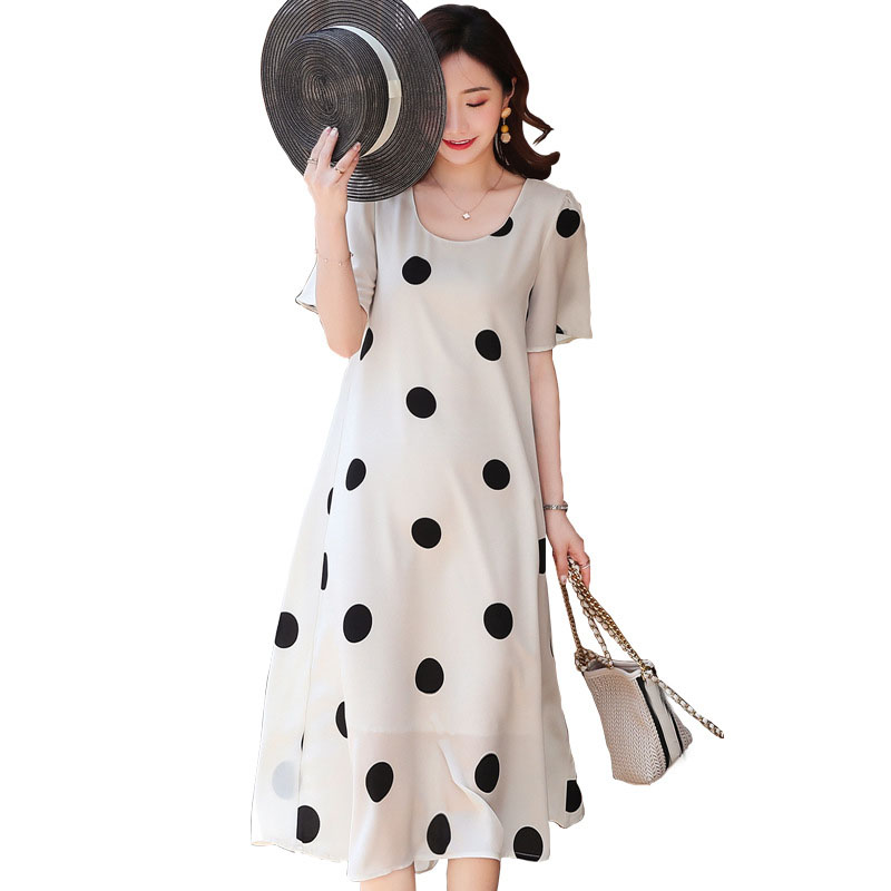 

Summer Chiffon Wave Point Maternity Dresses for Women Pregnancy Dress Pregnant Plus Size Woman Dress Maternity Gown Clothes, Gray