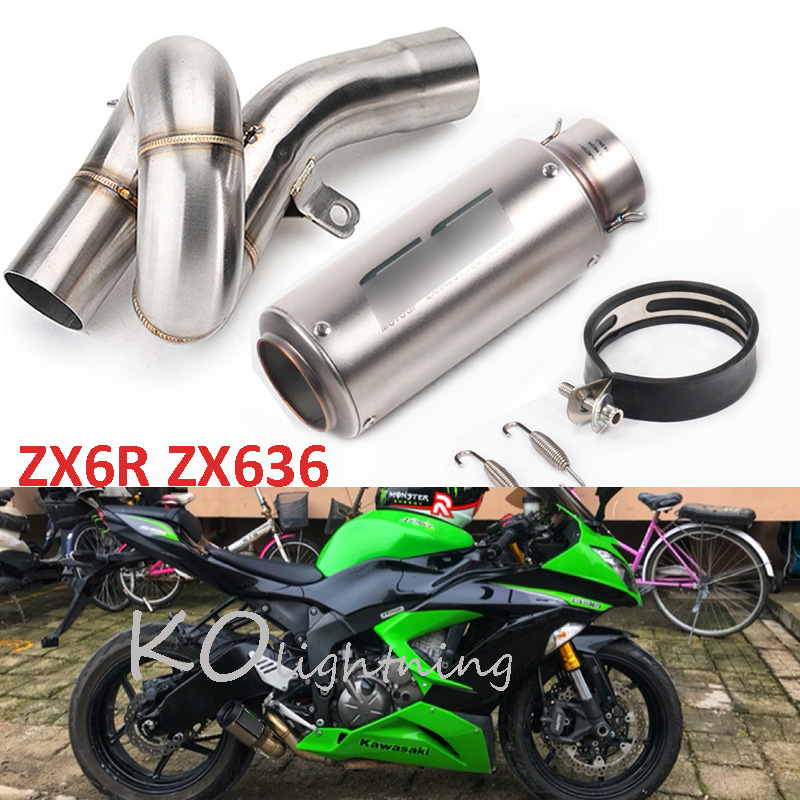 Motorcycle Slip Pipe Mid Link Connect Exhaust For Kawasaki ZX6R 04 05 06 07 08