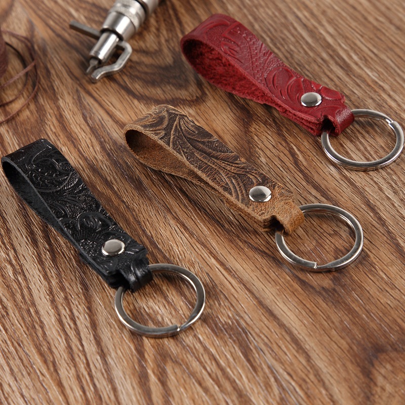 

12 pcs per lot Car key Pendent Keychain for Men Female Fashion Bag Accessories Printing Leather Keyring for Business Gift