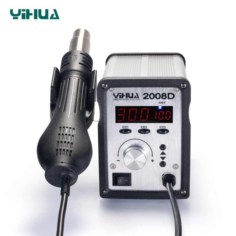 

Temperature Adjustable SMD Rework Station Hot-Air Soldering Station YIHUA 2008D