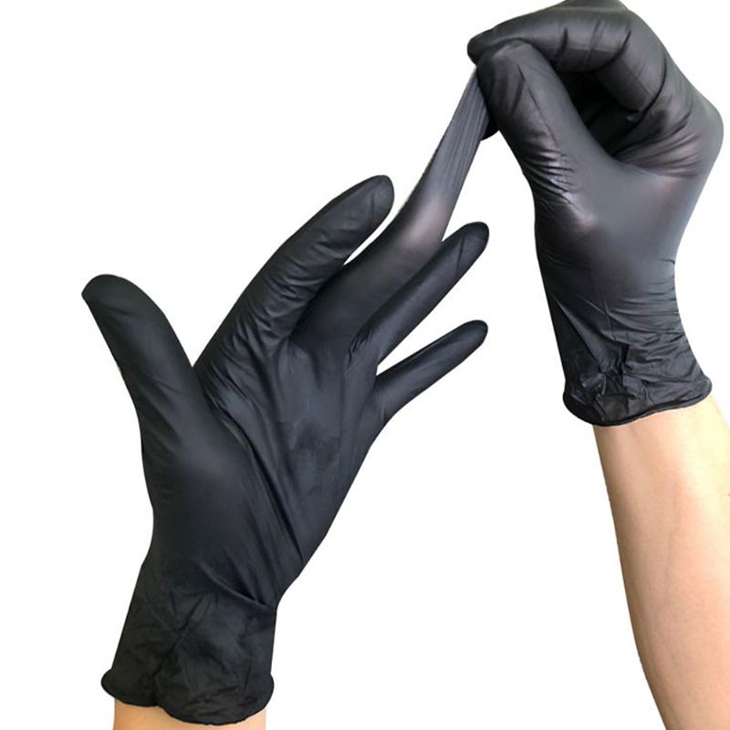 

100pcs Black Disposable Gloves Latex Dishwashing Kitchen Work Rubber Garden Gloves Universal For Left Right Hand
