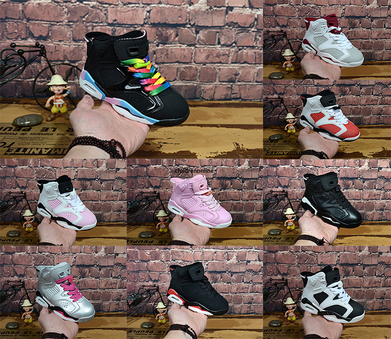 

Online Kids Basketball Shoes 6S Sneakers for Children Sports Shoes Youth Carmine University Black Cat Alternate Size Euro 28-35, Color 9