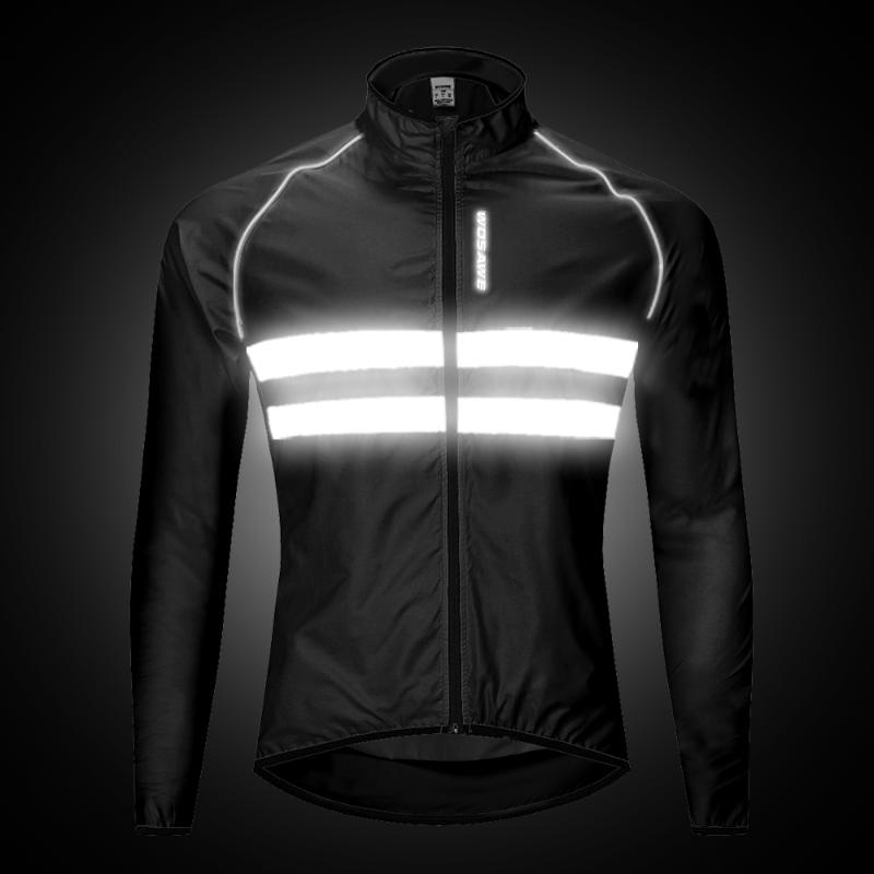 

WOSAWE Men Running Jacket Windproof Water Resistance High Visibility Sportswear Cycling Bike Bicycle Reflective Rain Sports Coat, Bl215