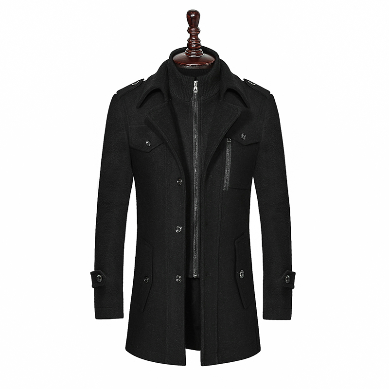 

Nice Tide Winter Wool Coat Slim Fit Jackets Fashion Outerwear Warm Man Casual Jacket Overcoat Pea Coat Plus Size -XXXL