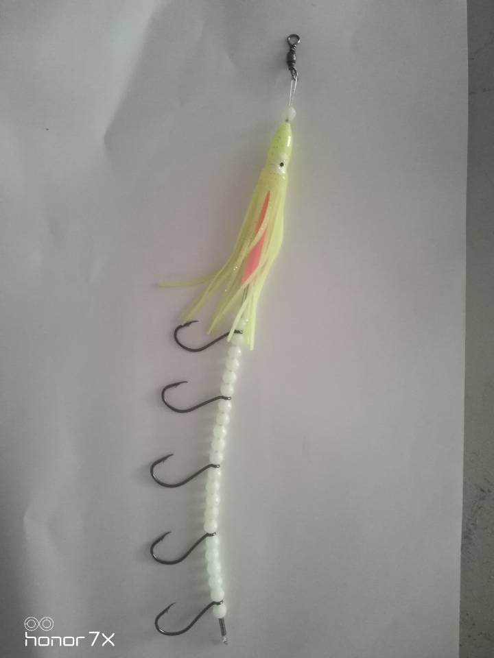 

9cm 5hook/rig glow octopus rig rigged octopus squid lure ribbonfish belt fish hook