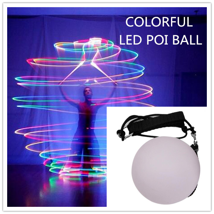 

Free Shipping Colorful LED POI Thrown Balls For Belly Dancer Stage Performance Props Quality Dance Costume Accessory New Idea, Led ball