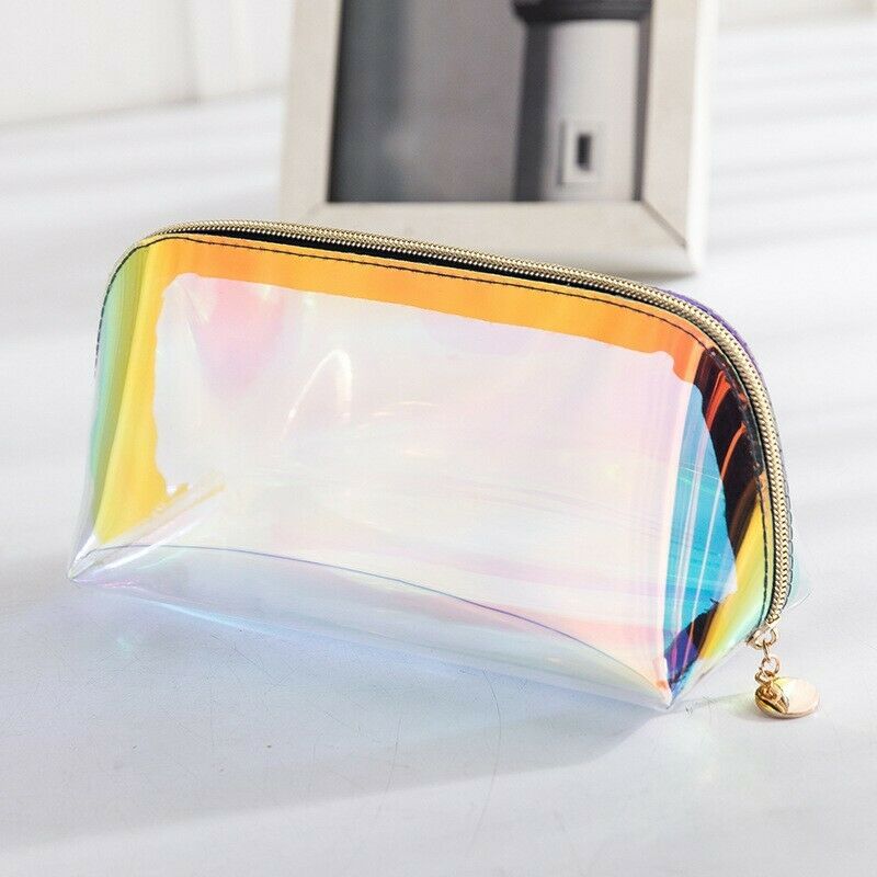 

Laser Clear Holographic Makeup Bags Handy Pouch Organizer Clutch Evening Shell