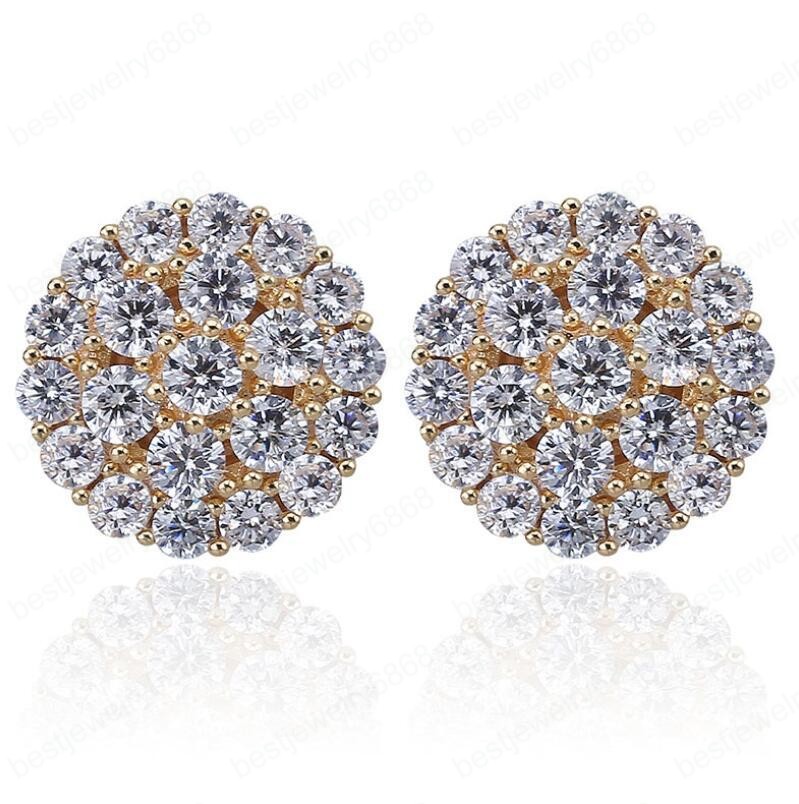 

hip hop Full zircon round ear studs men women zircon earrings luxury designer jewelry gold silver mens diamonds earrings gifts