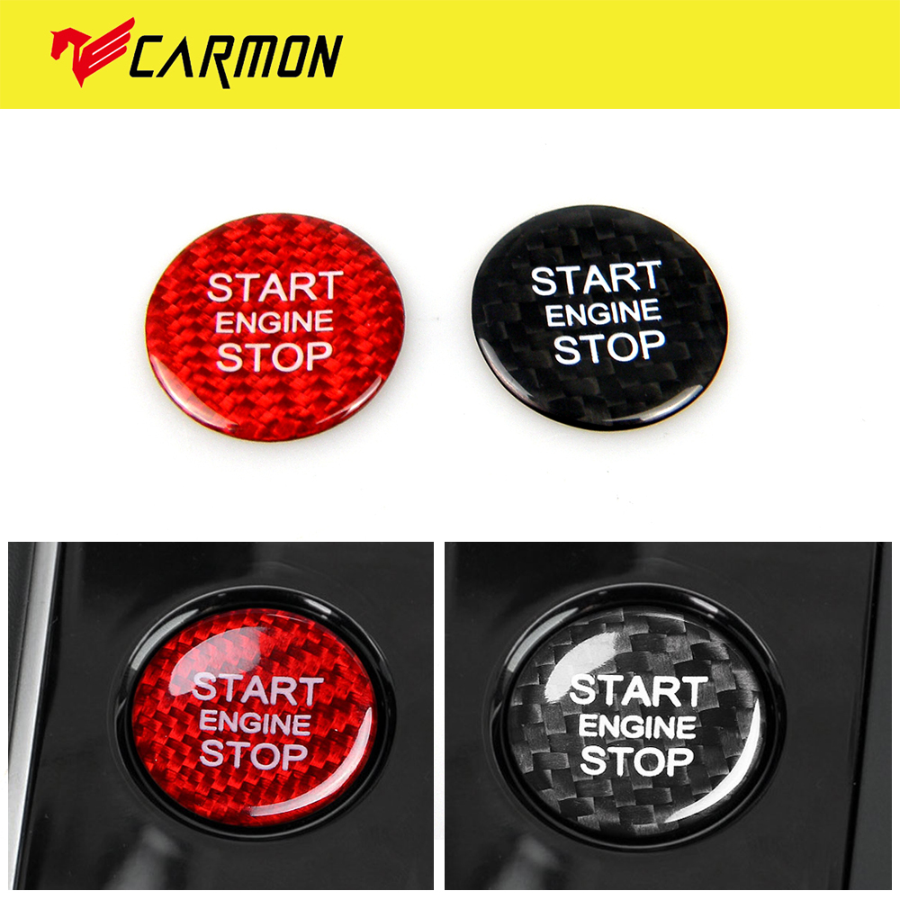 

GTPARTS Real Carbon Fiber Engine Start Button Cover Stickers Decor For Audi A4 A5 A6 C7 A7 Q3 Q5 Q7 Start Stop Button Sticker Cover Trim