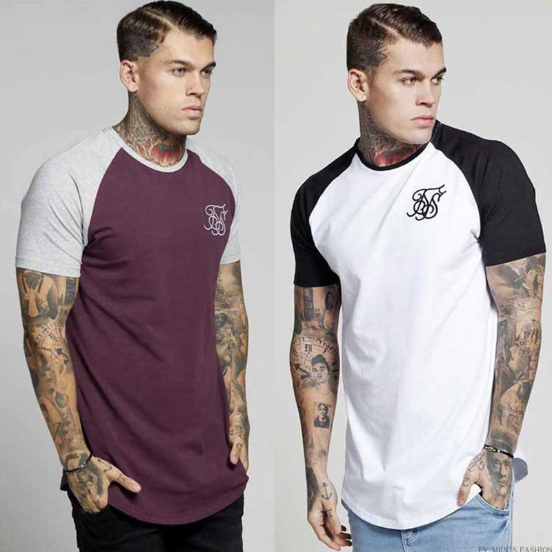 High quality cotton Sik silk embroidered T-shirt men's casual hip hop irregular cut stitching short-sleeved T-shirt MX200509
