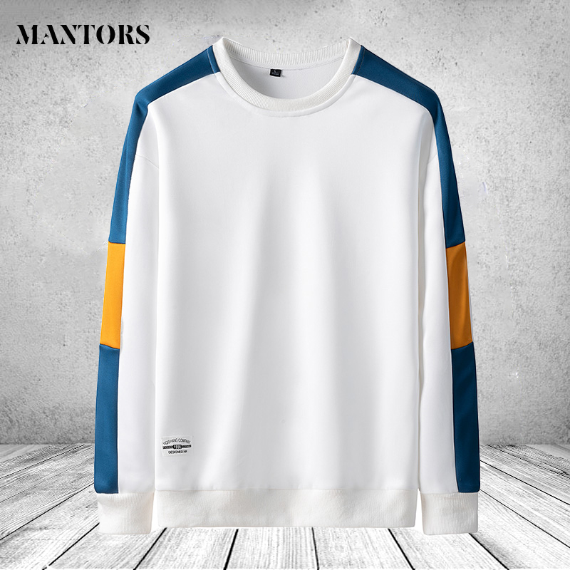 

Hoodie Sweatshirt Mens Hip Hop Pullover Hoodies Streetwear Casual Fashion Clothe Round Neck Patchwork Male Outwear White Black, Cc125 blue