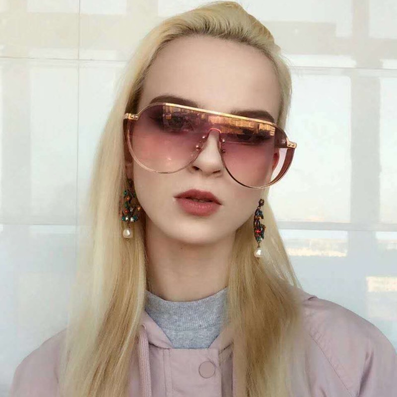 

Cat Eye Pink Sunglasses for Men and Women Shades Mirror Square Sun Glasses UV 400 Fashion Super Big Frame Polarized Sunglasses 2056