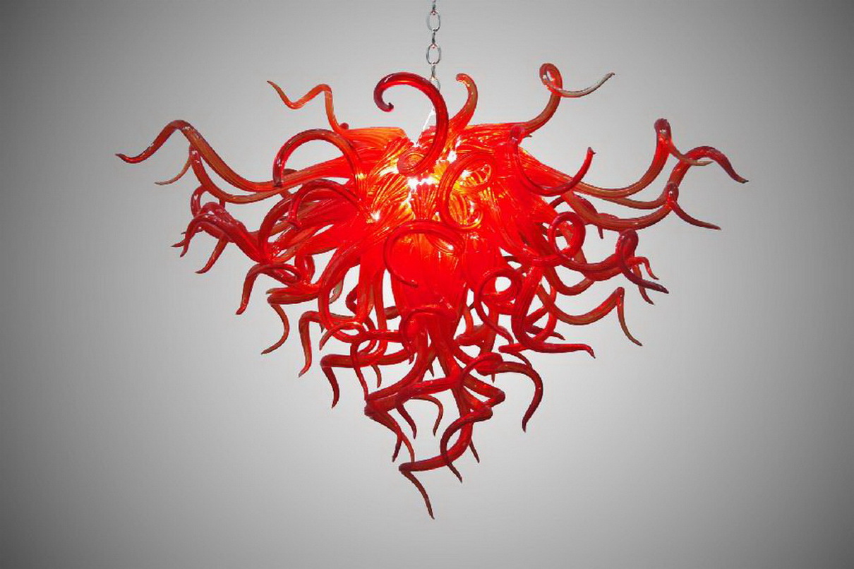 

High Quality Modern Murano Glass Ceiling Lamps Lights Dale Chihuly Style Chandeliers In Red