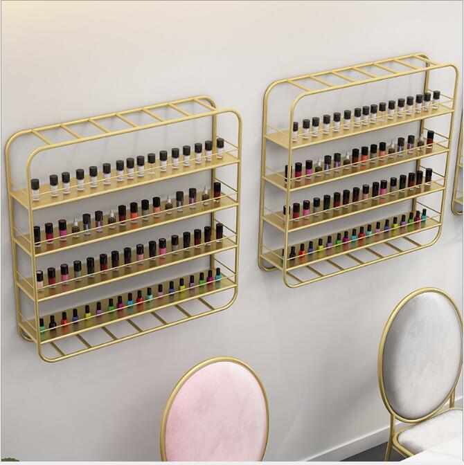 Lipstick storage rack wall mounted Home cosmetic nail polish display racks creative decorative iron show shelf-image-479520060