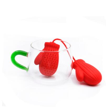 

NEW Special Design Home Santa Claus Gloves Shape Tea Filter Interesting Silicone Tea Coffee Infuser Filter Best New Year's Gift