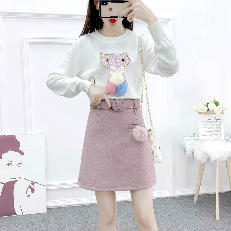 

sweet lovely dress skirt stereo stuffed swans cat embroidery sweater skirts, Swan set