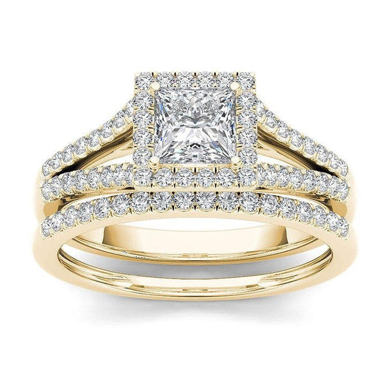 

Newest Wedding ring Rings For Women Square Zircon Jewelry Heart Rings Elegant Female Engagement Set Fashion Accessories diamond
